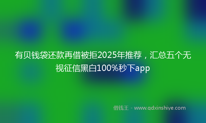 有贝钱袋还款再借被拒2025年推荐，汇总五个无视征信黑白100%秒下app