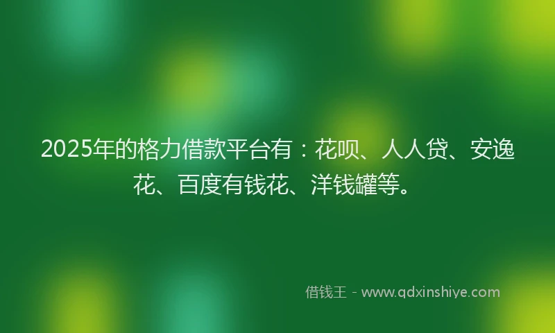 2025年的格力借款平台有：花呗、人人贷、安逸花、百度有钱花、洋钱罐等。