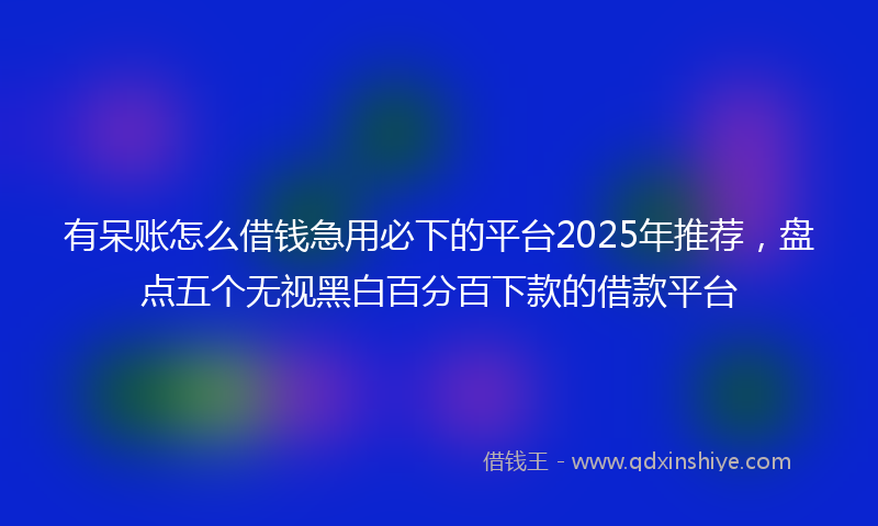 有呆账怎么借钱急用必下的平台2025年推荐，盘点五个无视黑白百分百下款的借款平台