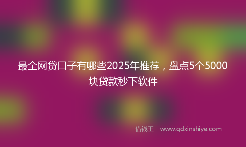 最全网贷口子有哪些2025年推荐，盘点5个5000块贷款秒下软件