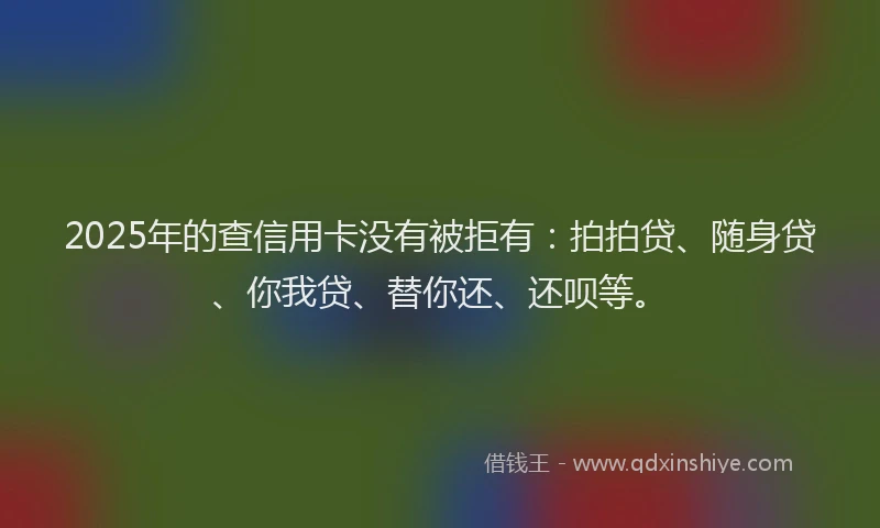 2025年的查信用卡没有被拒有：拍拍贷、随身贷、你我贷、替你还、还呗等。