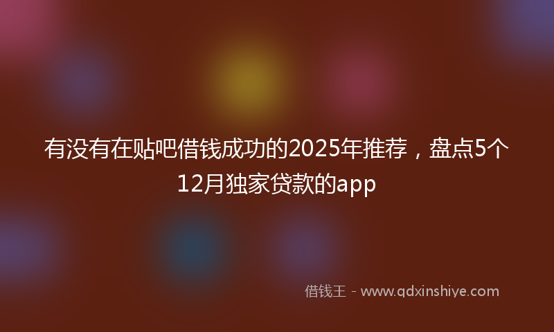 有没有在贴吧借钱成功的2025年推荐，盘点5个12月独家贷款的app