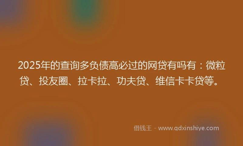 2025年的查询多负债高必过的网贷有吗有：微粒贷、投友圈、拉卡拉、功夫贷、维信卡卡贷等。