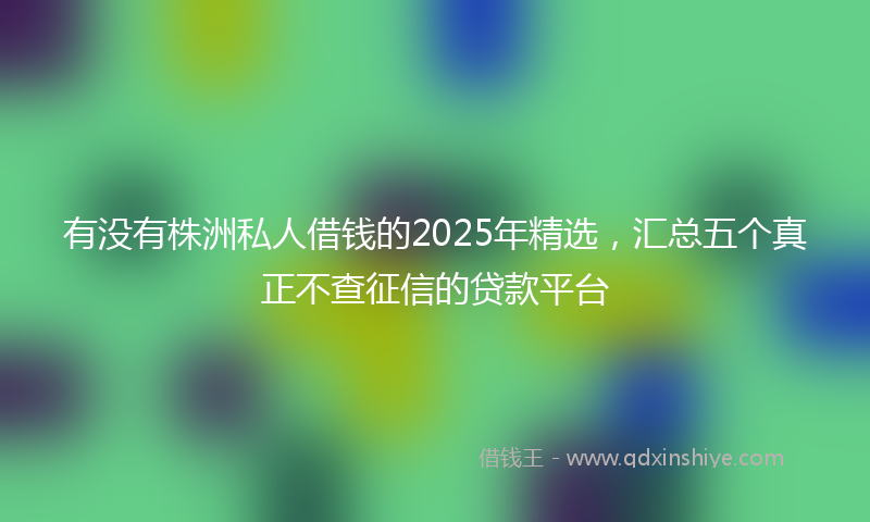 有没有株洲私人借钱的2025年精选，汇总五个真正不查征信的贷款平台