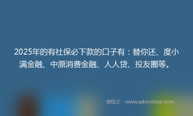 2025年的有社保必下款的口子有：替你还、度小满金融、中原消费金融、人人贷、投友圈等。