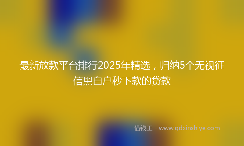 最新放款平台排行2025年精选，归纳5个无视征信黑白户秒下款的贷款