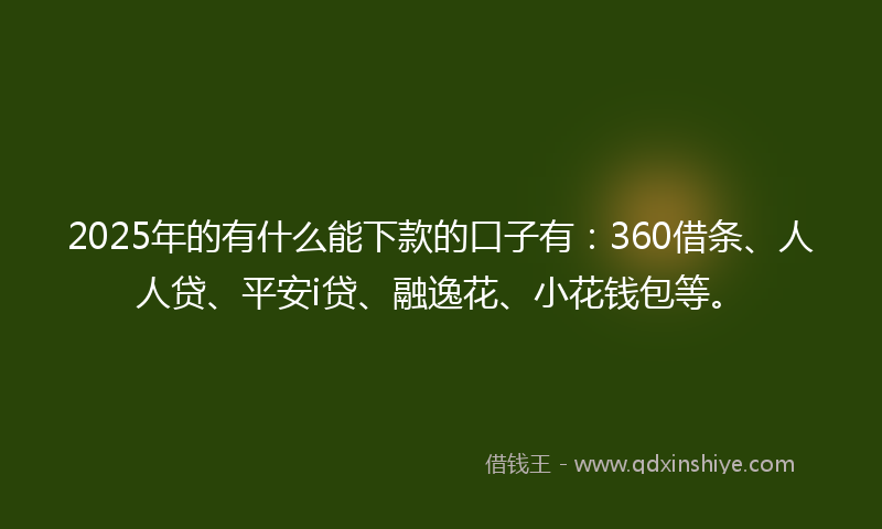 2025年的有什么能下款的口子有：360借条、人人贷、平安i贷、融逸花、小花钱包等。