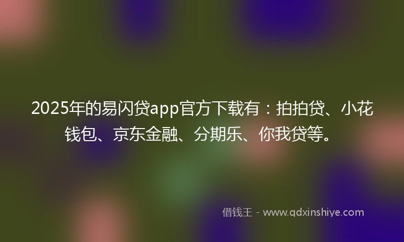 2025年的易闪贷app官方下载有：拍拍贷、小花钱包、京东金融、分期乐、你我贷等。