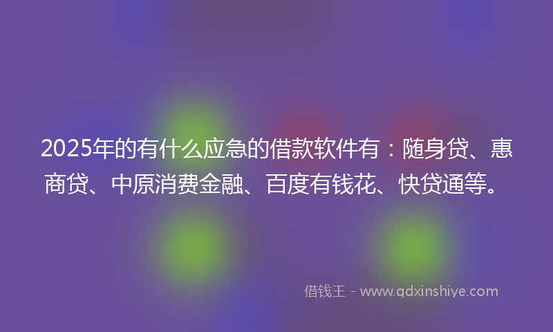 2025年的有什么应急的借款软件有：随身贷、惠商贷、中原消费金融、百度有钱花、快贷通等。