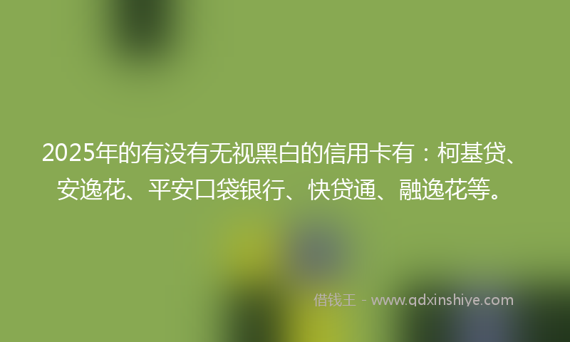 2025年的有没有无视黑白的信用卡有：柯基贷、安逸花、平安口袋银行、快贷通、融逸花等。