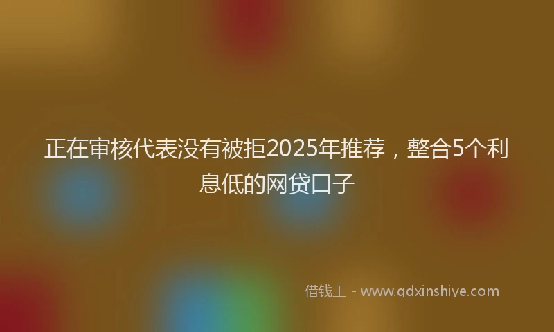 正在审核代表没有被拒2025年推荐，整合5个利息低的网贷口子
