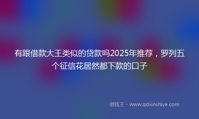 有跟借款大王类似的贷款吗2025年推荐，罗列五个征信花居然都下款的口子