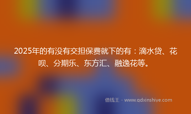 2025年的有没有交担保费就下的有：滴水贷、花呗、分期乐、东方汇、融逸花等。