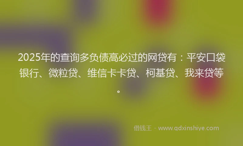 2025年的查询多负债高必过的网贷有：平安口袋银行、微粒贷、维信卡卡贷、柯基贷、我来贷等。