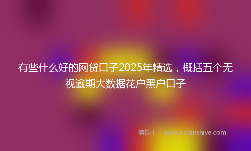 有些什么好的网贷口子2025年精选，概括五个无视逾期大数据花户黑户口子