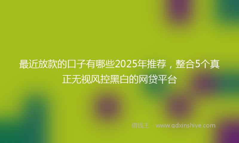 最近放款的口子有哪些2025年推荐，整合5个真正无视风控黑白的网贷平台