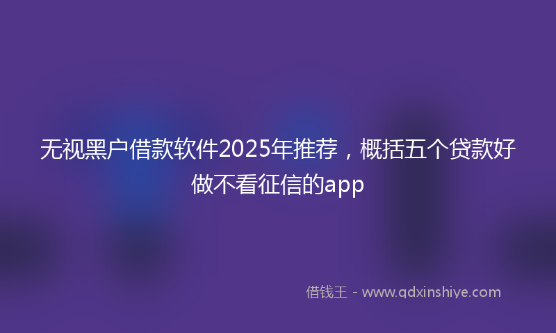 无视黑户借款软件2025年推荐，概括五个贷款好做不看征信的app