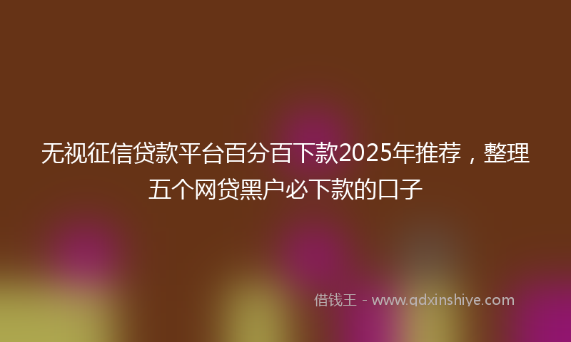 无视征信贷款平台百分百下款2025年推荐，整理五个网贷黑户必下款的口子