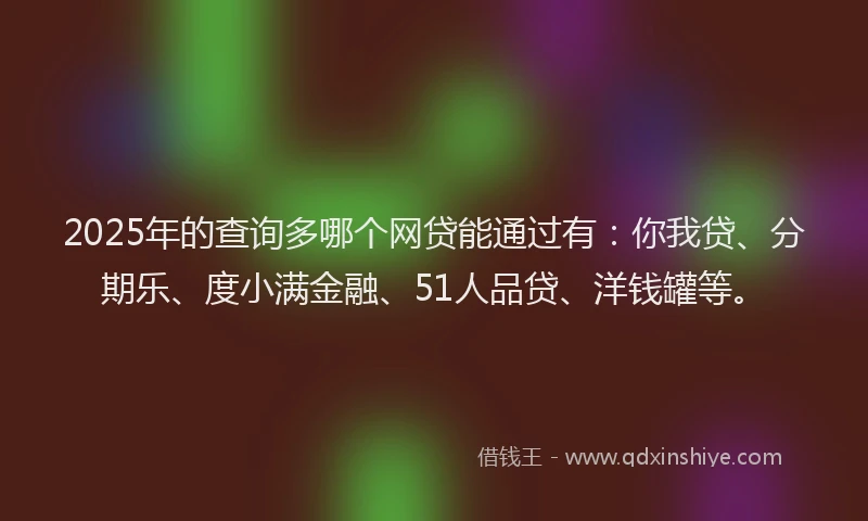 2025年的查询多哪个网贷能通过有：你我贷、分期乐、度小满金融、51人品贷、洋钱罐等。