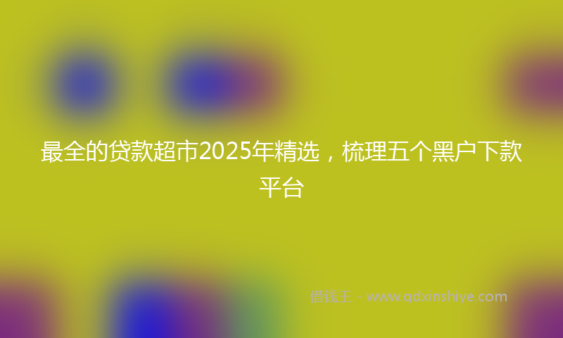 最全的贷款超市2025年精选，梳理五个黑户下款平台