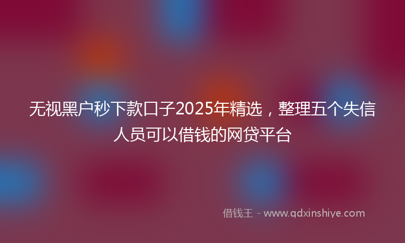 无视黑户秒下款口子2025年精选，整理五个失信人员可以借钱的网贷平台