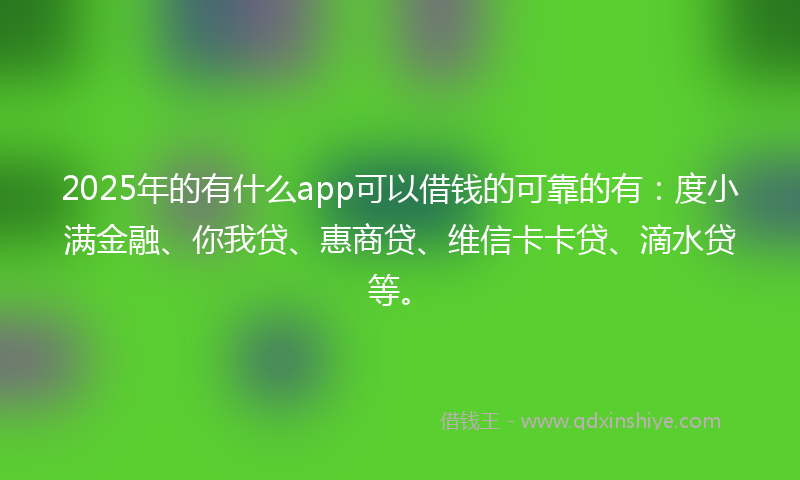 2025年的有什么app可以借钱的可靠的有：度小满金融、你我贷、惠商贷、维信卡卡贷、滴水贷等。