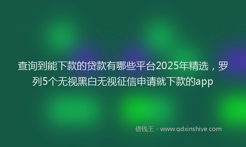 查询到能下款的贷款有哪些平台2025年精选，罗列5个无视黑白无视征信申请就下款的app