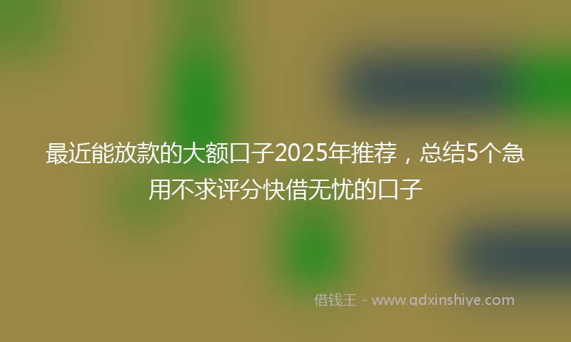 最近能放款的大额口子2025年推荐，总结5个急用不求评分快借无忧的口子