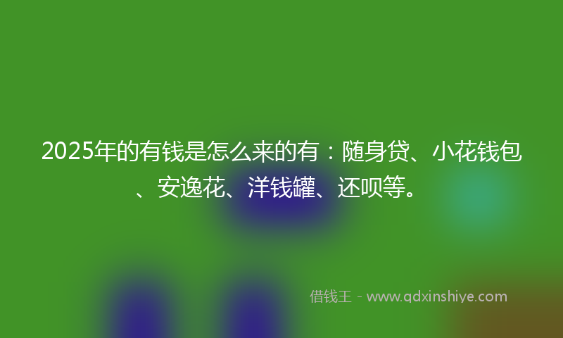 2025年的有钱是怎么来的有：随身贷、小花钱包、安逸花、洋钱罐、还呗等。