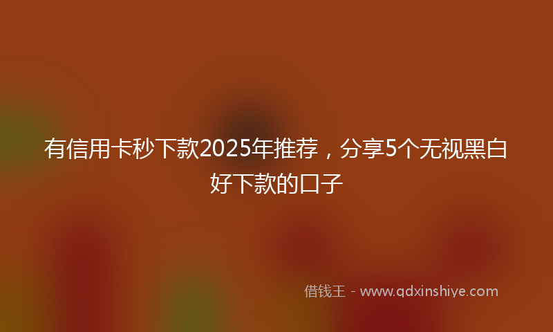有信用卡秒下款2025年推荐，分享5个无视黑白好下款的口子