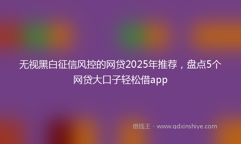 无视黑白征信风控的网贷2025年推荐，盘点5个网贷大口子轻松借app