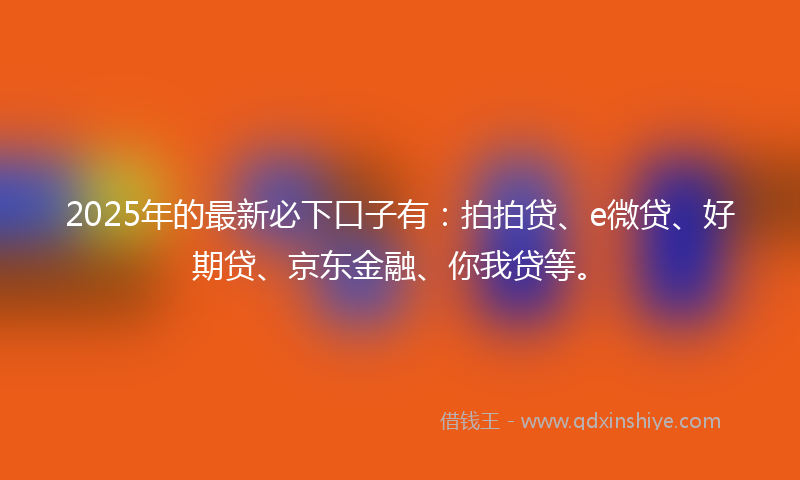 2025年的最新必下口子有：拍拍贷、e微贷、好期贷、京东金融、你我贷等。