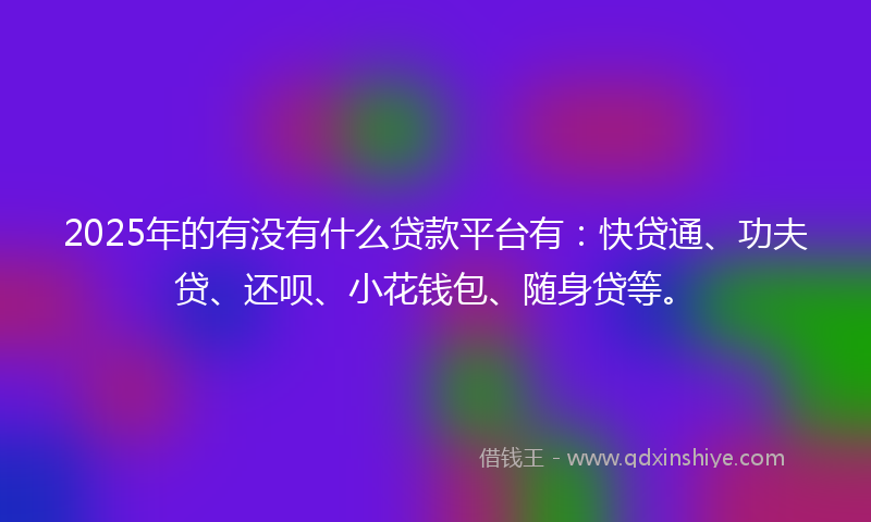 2025年的有没有什么贷款平台有：快贷通、功夫贷、还呗、小花钱包、随身贷等。