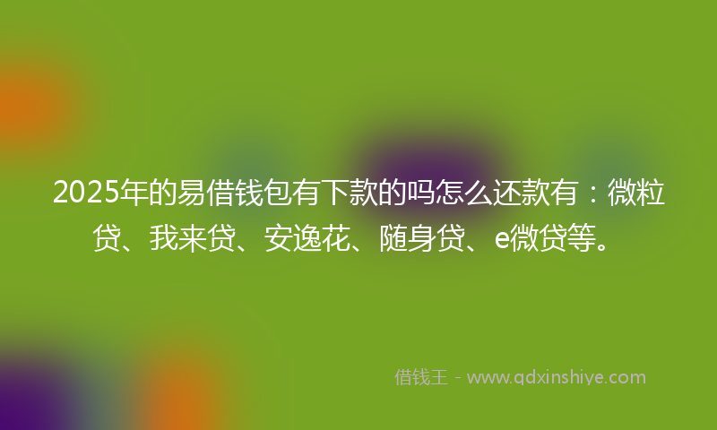 2025年的易借钱包有下款的吗怎么还款有：微粒贷、我来贷、安逸花、随身贷、e微贷等。