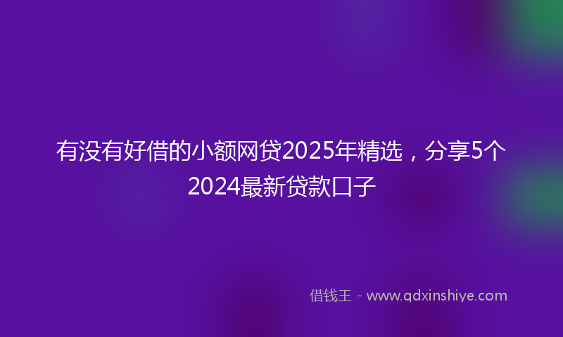 有没有好借的小额网贷2025年精选，分享5个2024最新贷款口子