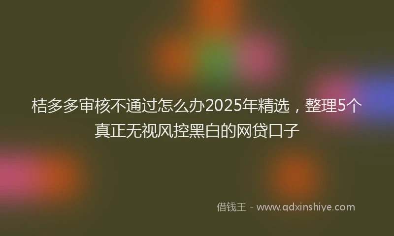 桔多多审核不通过怎么办2025年精选，整理5个真正无视风控黑白的网贷口子