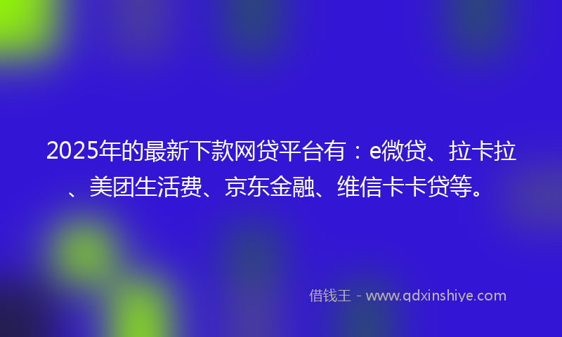 2025年的最新下款网贷平台有：e微贷、拉卡拉、美团生活费、京东金融、维信卡卡贷等。