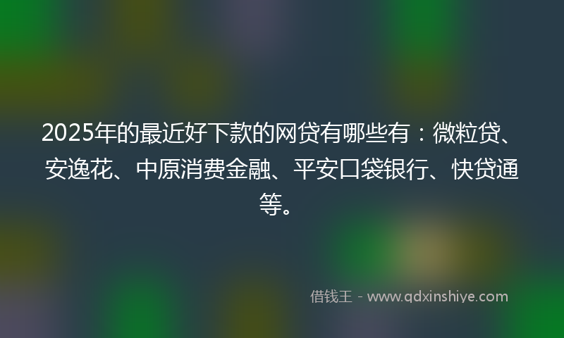 2025年的最近好下款的网贷有哪些有：微粒贷、安逸花、中原消费金融、平安口袋银行、快贷通等。