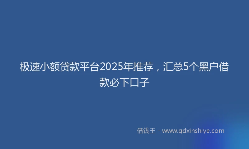 极速小额贷款平台2025年推荐，汇总5个黑户借款必下口子
