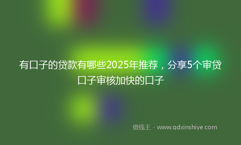 有口子的贷款有哪些2025年推荐，分享5个审贷口子审核加快的口子