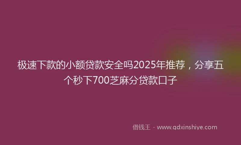 极速下款的小额贷款安全吗2025年推荐，分享五个秒下700芝麻分贷款口子