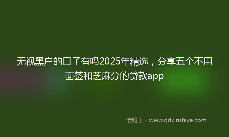 无视黑户的口子有吗2025年精选，分享五个不用面签和芝麻分的贷款app