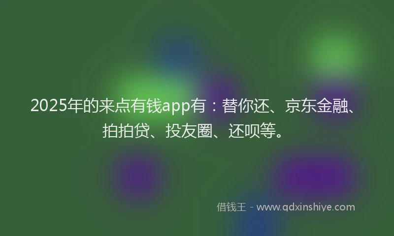 2025年的来点有钱app有：替你还、京东金融、拍拍贷、投友圈、还呗等。