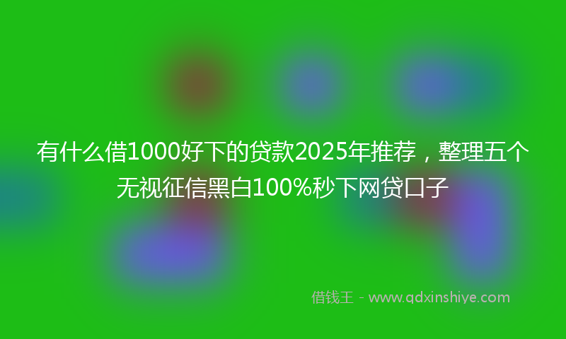 有什么借1000好下的贷款2025年推荐，整理五个无视征信黑白100%秒下网贷口子