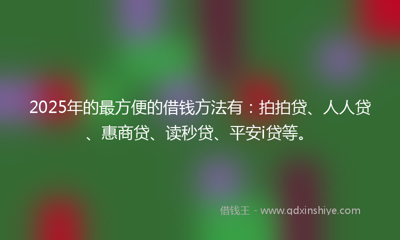 2025年的最方便的借钱方法有：拍拍贷、人人贷、惠商贷、读秒贷、平安i贷等。