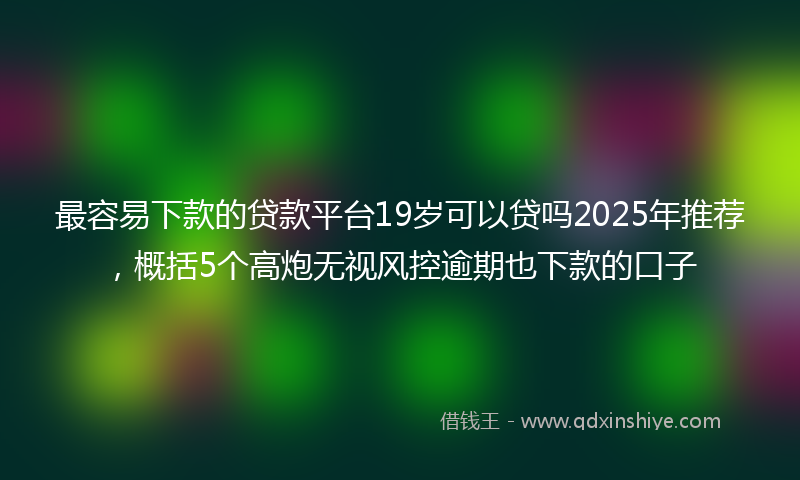 最容易下款的贷款平台19岁可以贷吗2025年推荐，概括5个高炮无视风控逾期也下款的口子