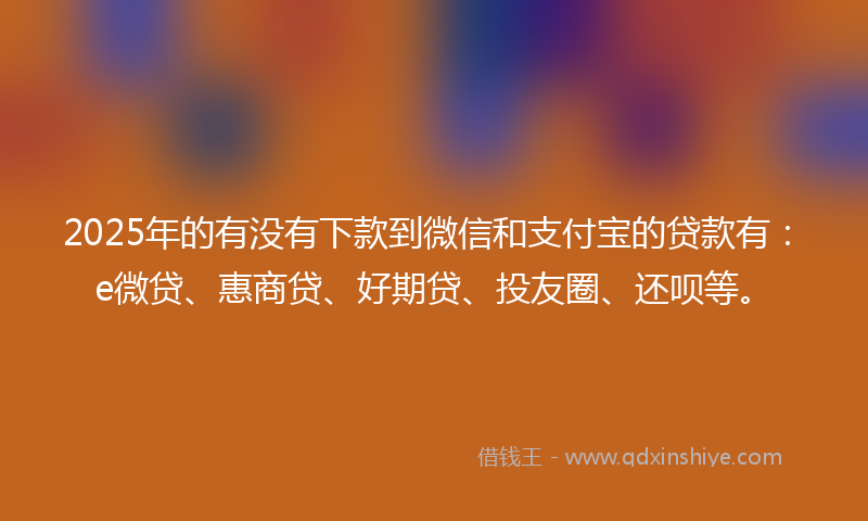 2025年的有没有下款到微信和支付宝的贷款有：e微贷、惠商贷、好期贷、投友圈、还呗等。