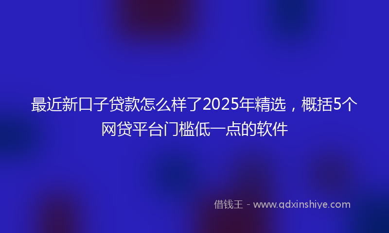 最近新口子贷款怎么样了2025年精选，概括5个网贷平台门槛低一点的软件