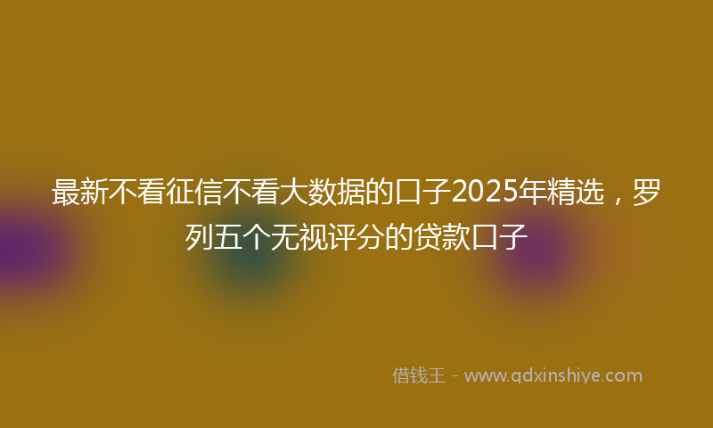 最新不看征信不看大数据的口子2025年精选，罗列五个无视评分的贷款口子