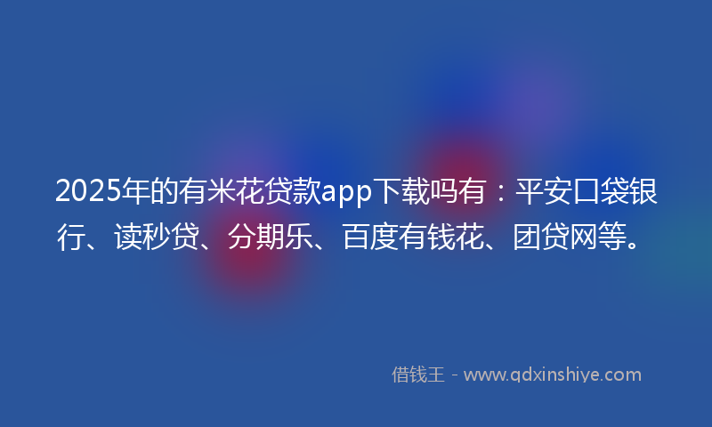 2025年的有米花贷款app下载吗有：平安口袋银行、读秒贷、分期乐、百度有钱花、团贷网等。